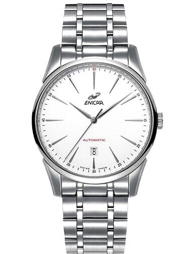 Enicar英纳格男瑞士原装手表 进口红牌系列商务防水全自动腕表 白盘钢带1165/50/358MaA